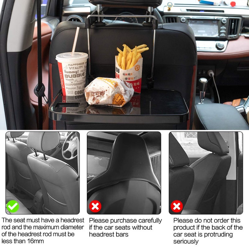 AutoChoice Foldable Car Seat Back Portable Tray for Food Dining Drink and Laptop, Hanging Car Steering Wheel Tray (Black) - Image 3
